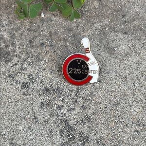 Vintage, Black and Red Bowling Pin Badge